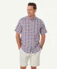 Casual Slub Check Short Sleeve Shirt - Navy Melange sold by GAZMAN