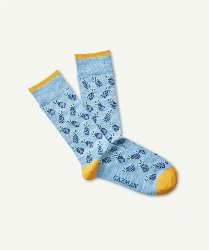 Non Tight Pineapple Sock - Light Blue sold by GAZMAN