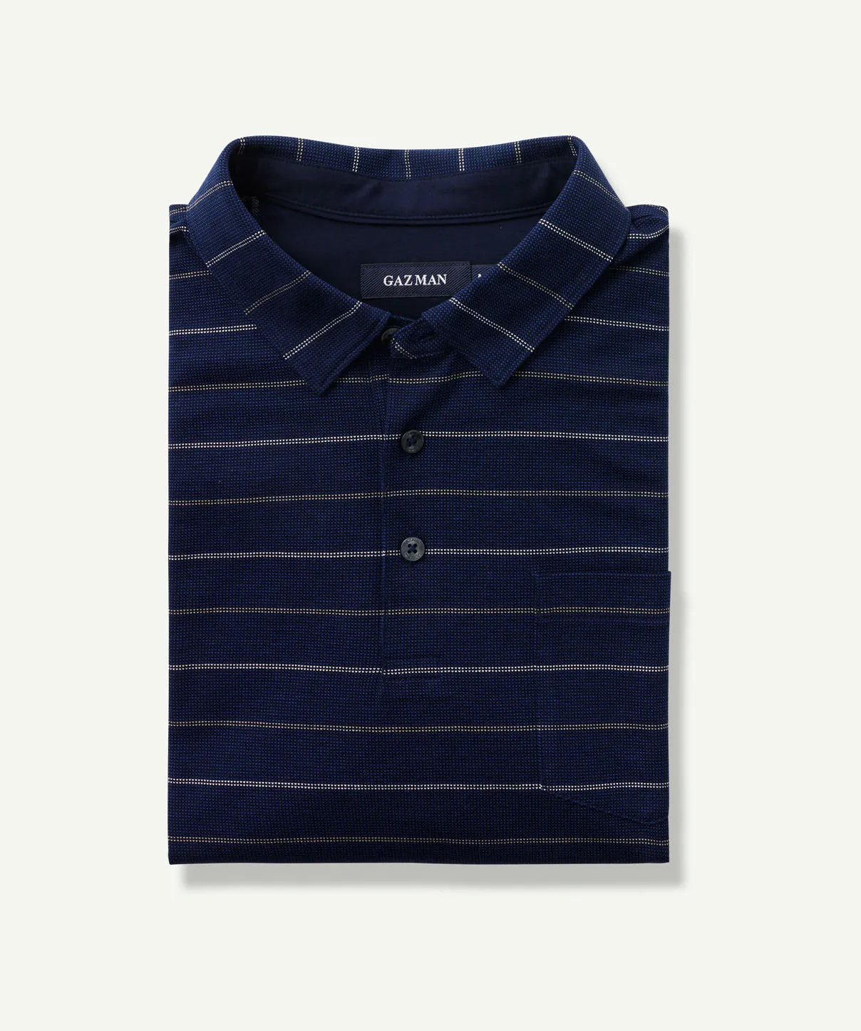 Smart Jacquard Stripe Polo - Navy sold by GAZMAN product image thumbnail 2