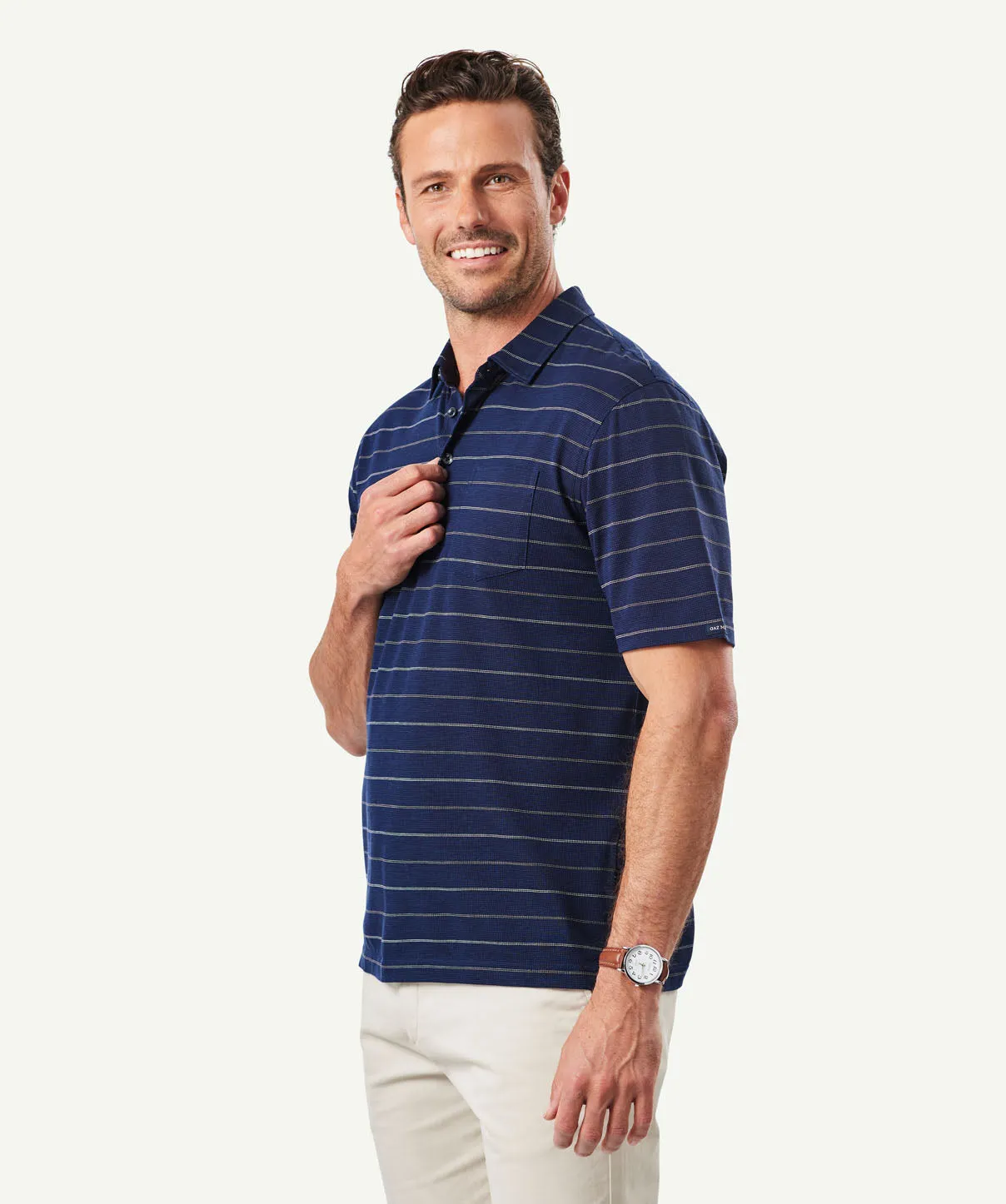 Smart Jacquard Stripe Polo - Navy sold by GAZMAN product image thumbnail 4