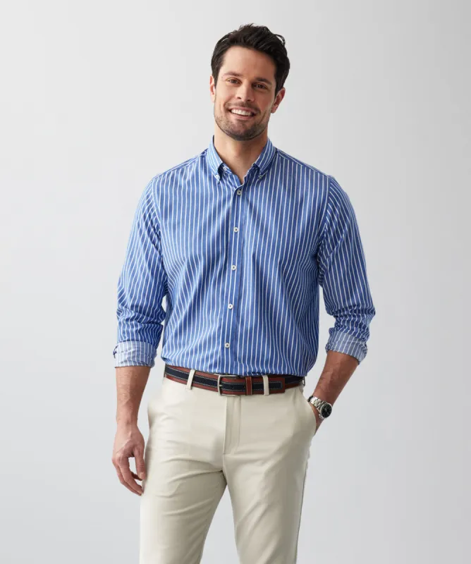 Easy Care Twill Stripe Long Sleeve Shirt - Royal sold by GAZMAN
