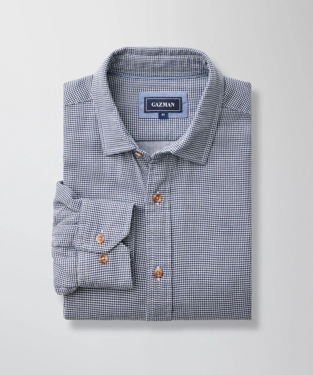 Casual Double Face Houndstooth Long Sleeve Shirt - White sold by GAZMAN product image thumbnail 2