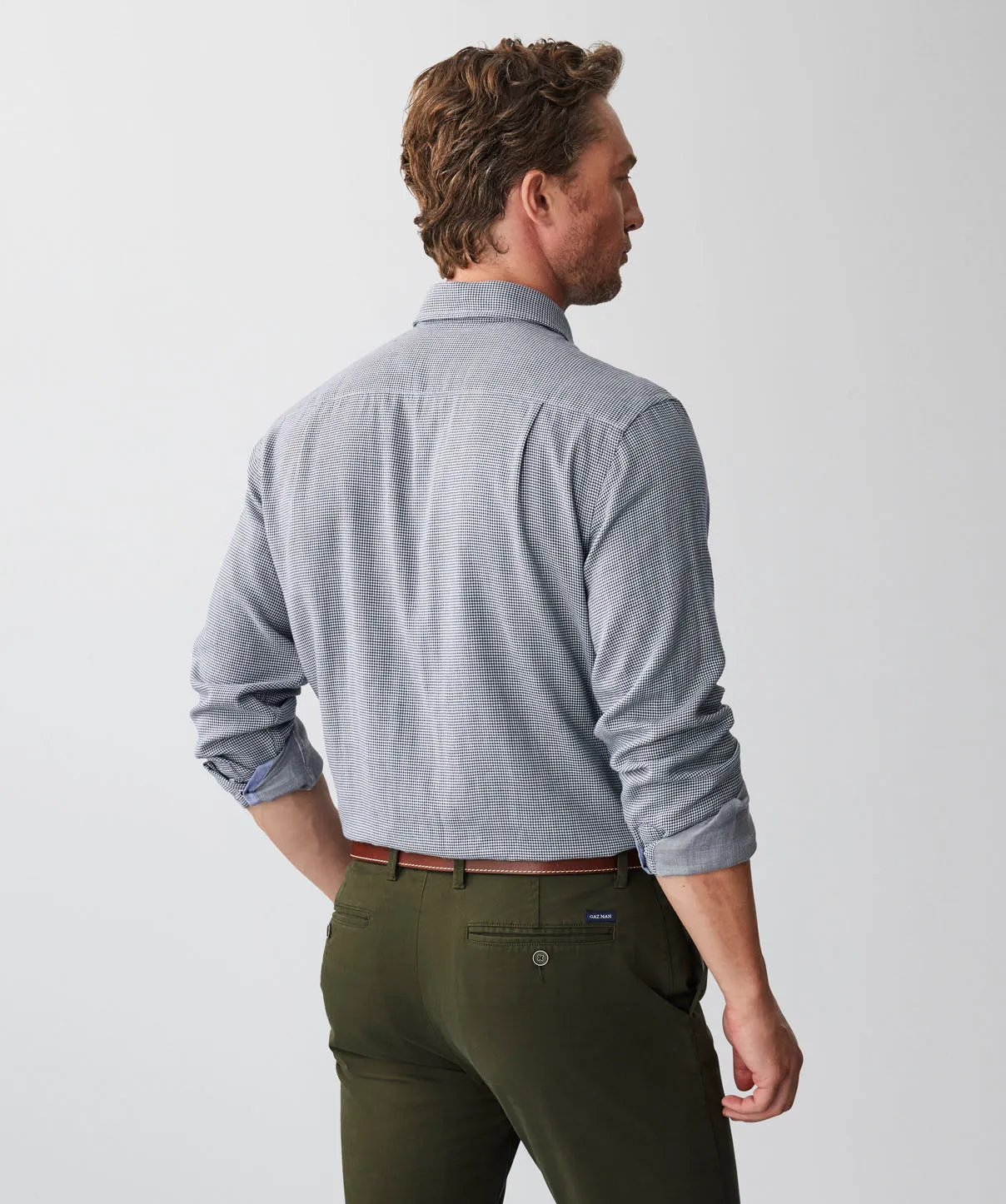 Casual Double Face Houndstooth Long Sleeve Shirt - White sold by GAZMAN product image thumbnail 3