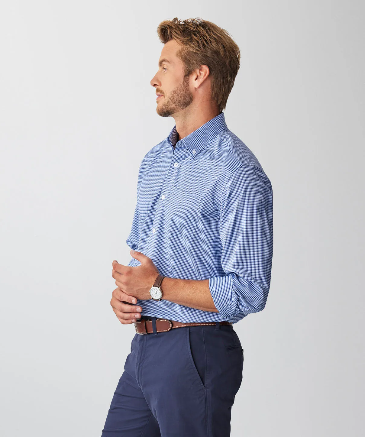 GAZFLEX Performance Check Long Sleeve Shirt - Navy sold by GAZMAN product image thumbnail 5