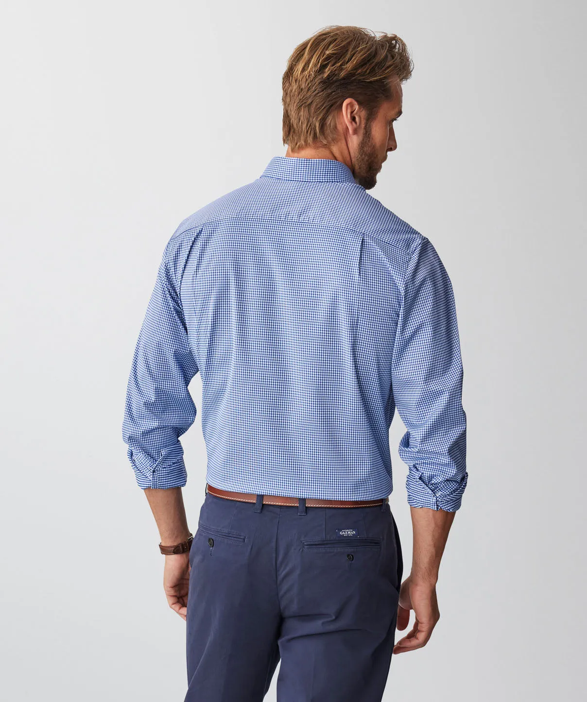 GAZFLEX Performance Check Long Sleeve Shirt - Navy sold by GAZMAN product image thumbnail 3
