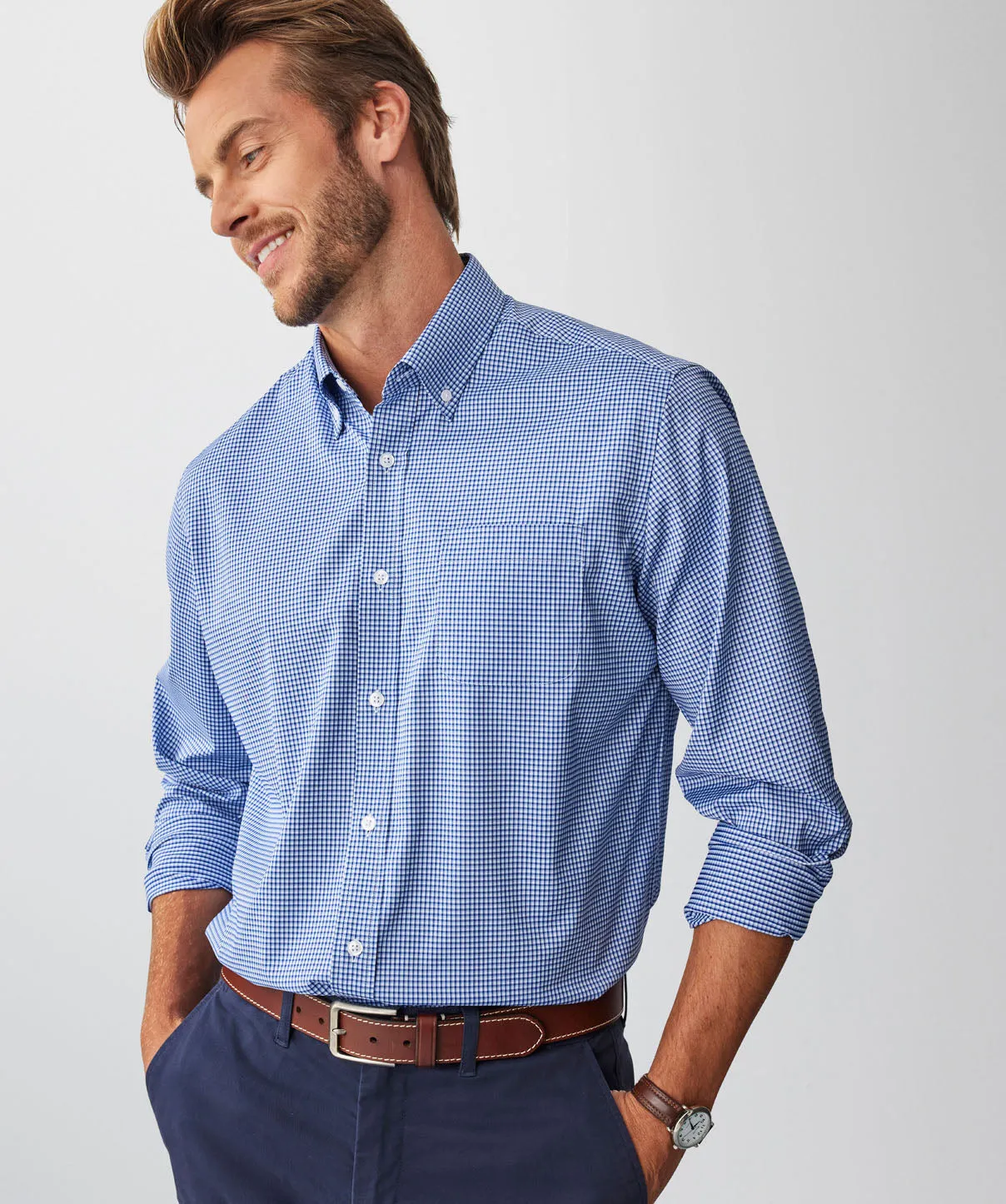 GAZFLEX Performance Check Long Sleeve Shirt - Navy sold by GAZMAN product image thumbnail 4