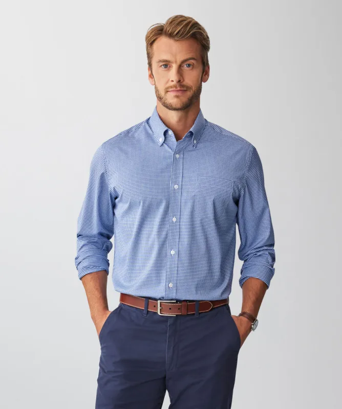 GAZFLEX Performance Check Long Sleeve Shirt - Navy sold by GAZMAN