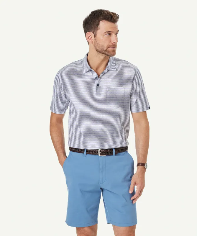 Smart Jaquard Stripe Polo - Navy sold by GAZMAN