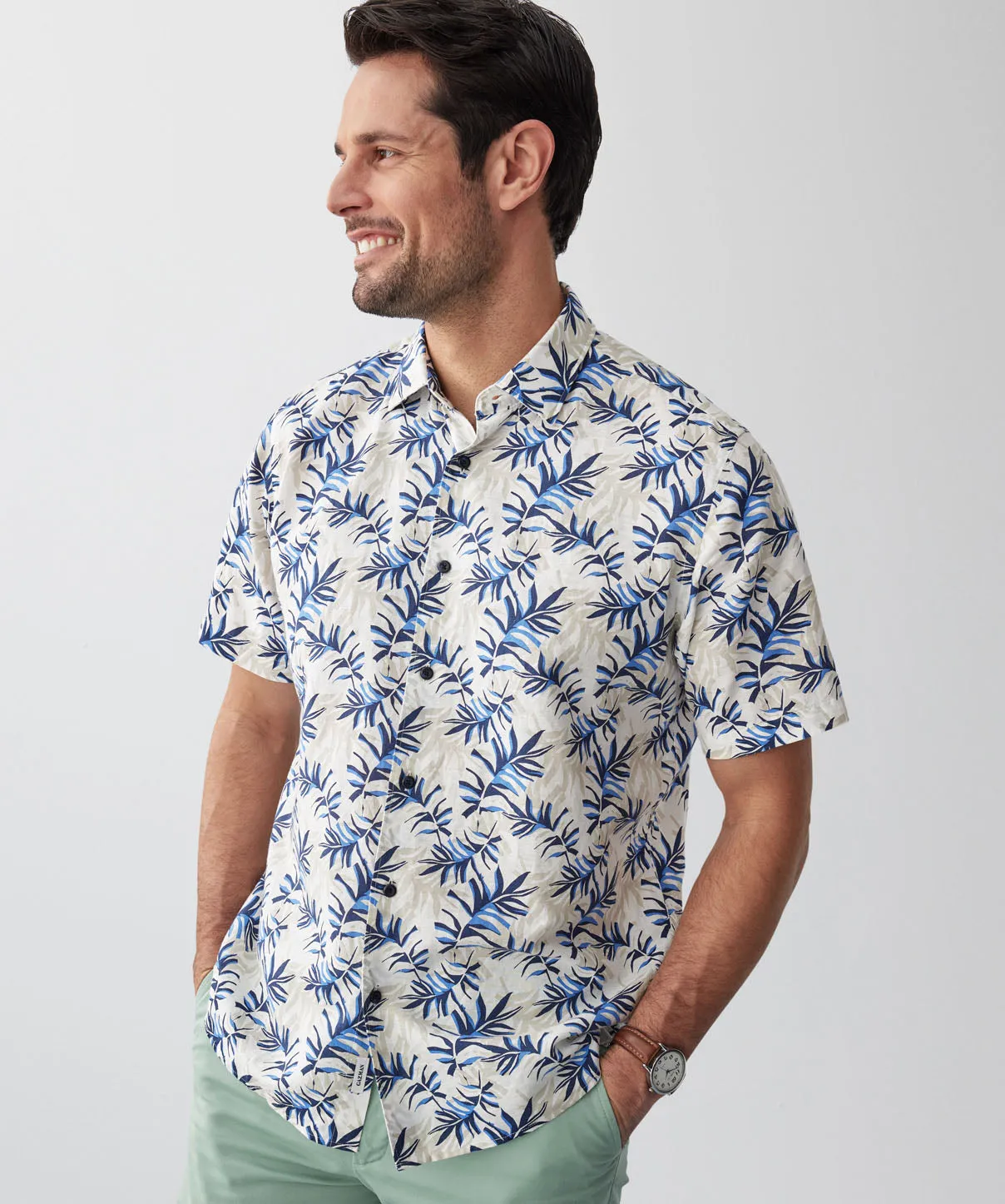 Linen Blend Tropical Print Short Sleeve Shirt - Multi Print sold by GAZMAN product image thumbnail 4