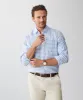 Easy Care Melange Gingham Long Sleeve Shirt - Blue sold by GAZMAN
