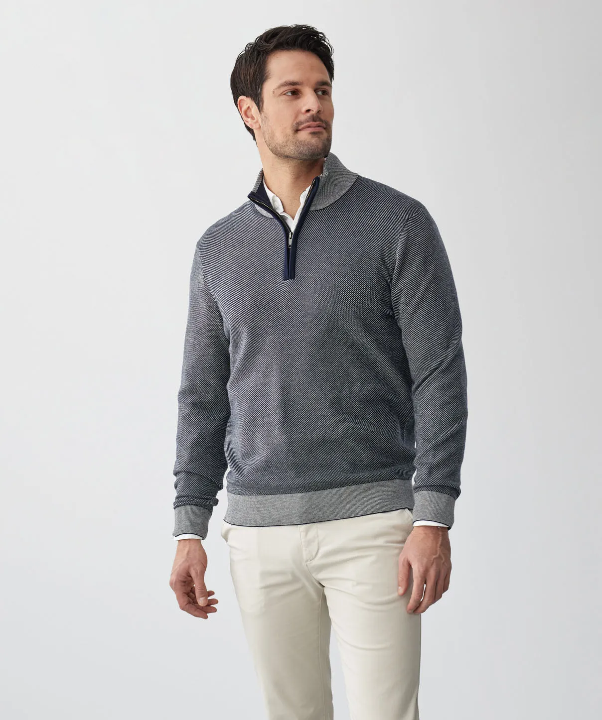 Twill High Flex Half Zip Knit - Navy sold by GAZMAN