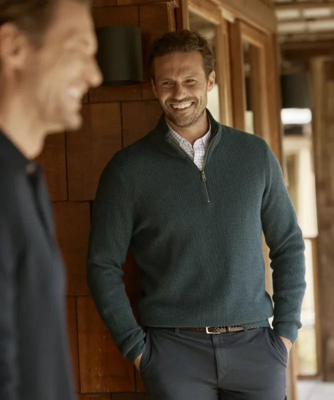 Waffle Half Zip Knit - Forest sold by GAZMAN