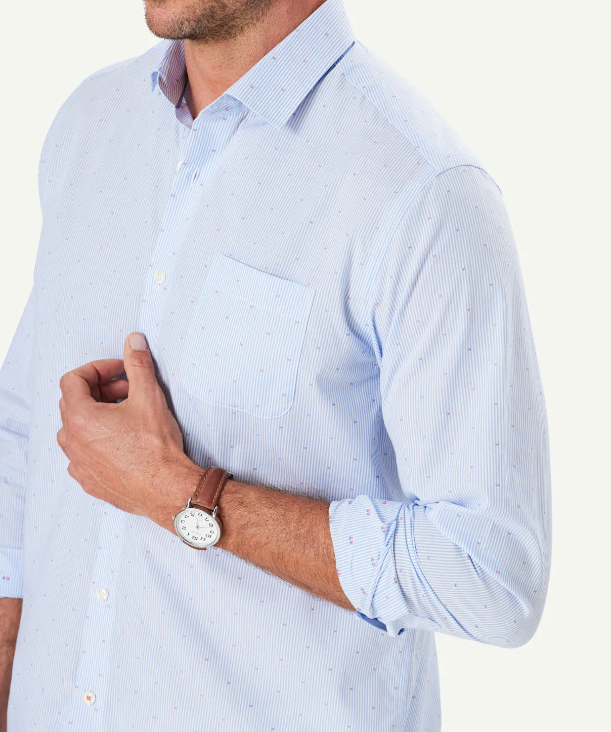 Casual Stripe Dobby Long Sleeve Shirt - Pale Blue sold by GAZMAN product image thumbnail 4