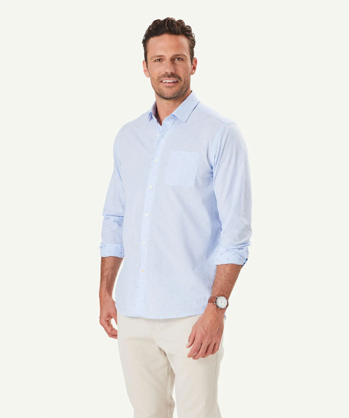 Casual Stripe Dobby Long Sleeve Shirt - Pale Blue sold by GAZMAN product image thumbnail 5