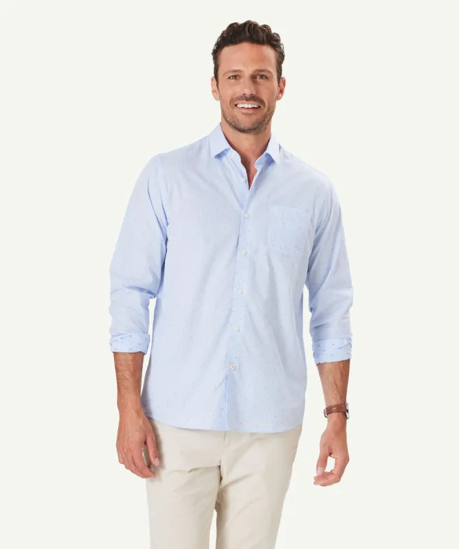 Casual Stripe Dobby Long Sleeve Shirt - Pale Blue sold by GAZMAN