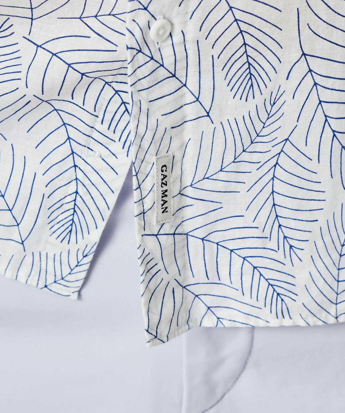 Linen Blend Fern Print Long Sleeve Shirt - White sold by GAZMAN product image thumbnail 4