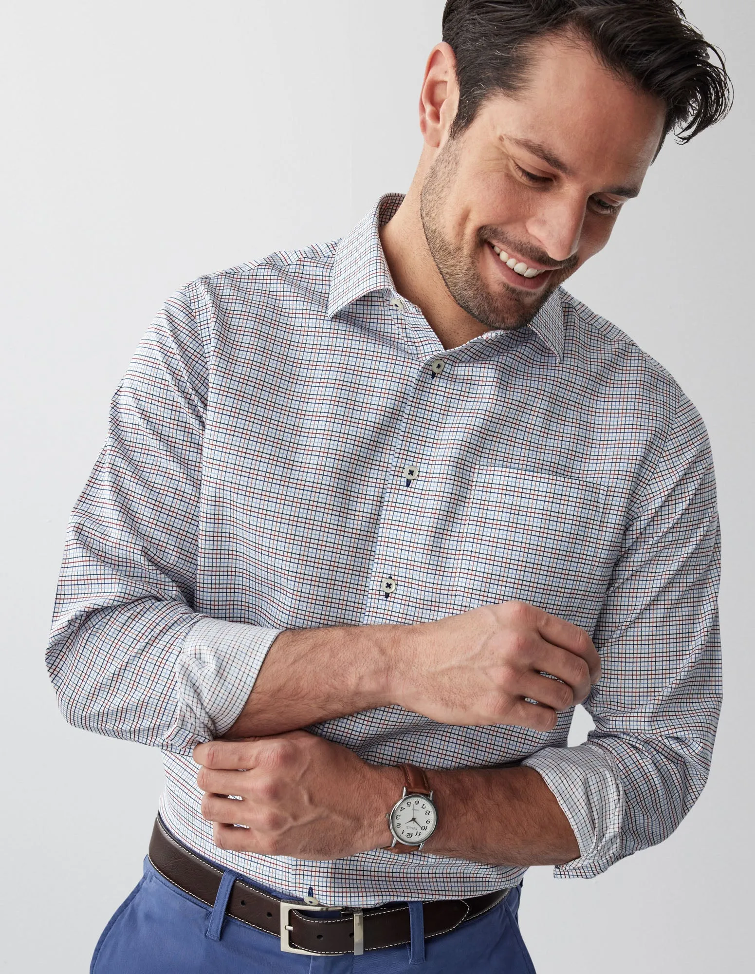 Tailored Non-Iron Check Long Sleeve Shirt - Multi Check sold by GAZMAN product image thumbnail 4