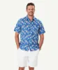 Linen Blend Sailing Print Short Sleeve Shirt - Royal sold by GAZMAN