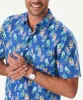 Linen Blend Sailing Print Short Sleeve Shirt - Royal sold by GAZMAN