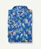 Linen Blend Sailing Print Short Sleeve Shirt - Royal sold by GAZMAN