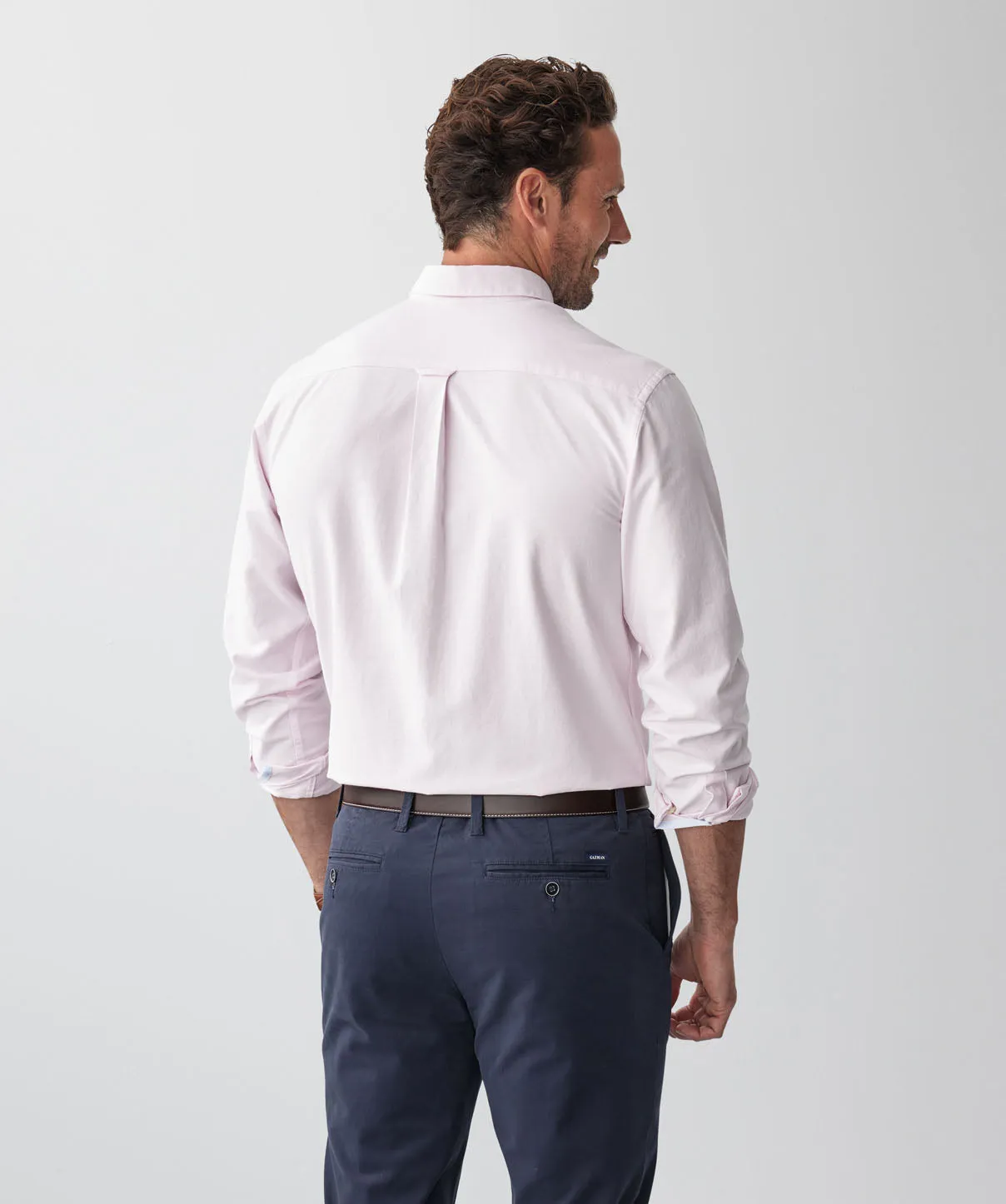 Plain Casual Oxford Long Sleeve Shirt - Pale Pink sold by GAZMAN product image thumbnail 3