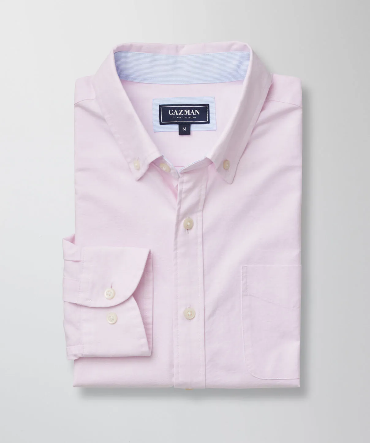 Plain Casual Oxford Long Sleeve Shirt - Pale Pink sold by GAZMAN product image thumbnail 2