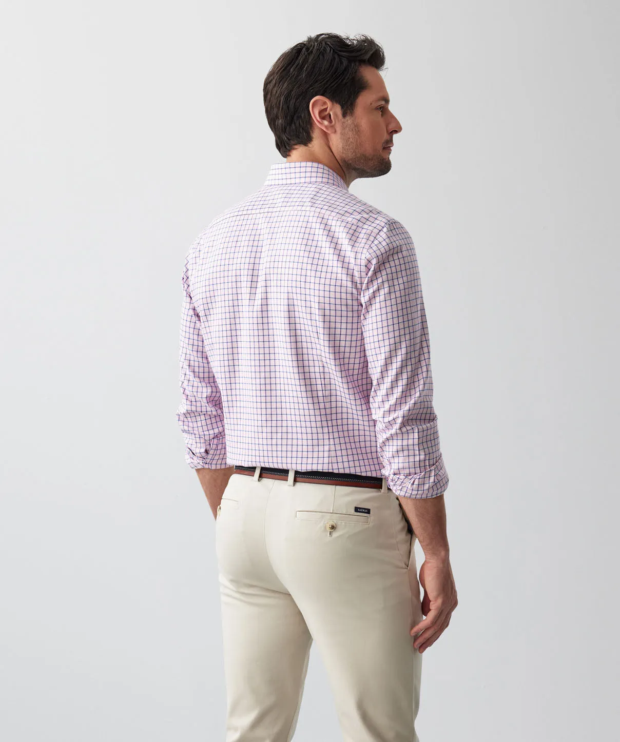 Tailored Non-Iron Twill Check Long Sleeve Shirt - Bright Pink sold by GAZMAN product image thumbnail 5