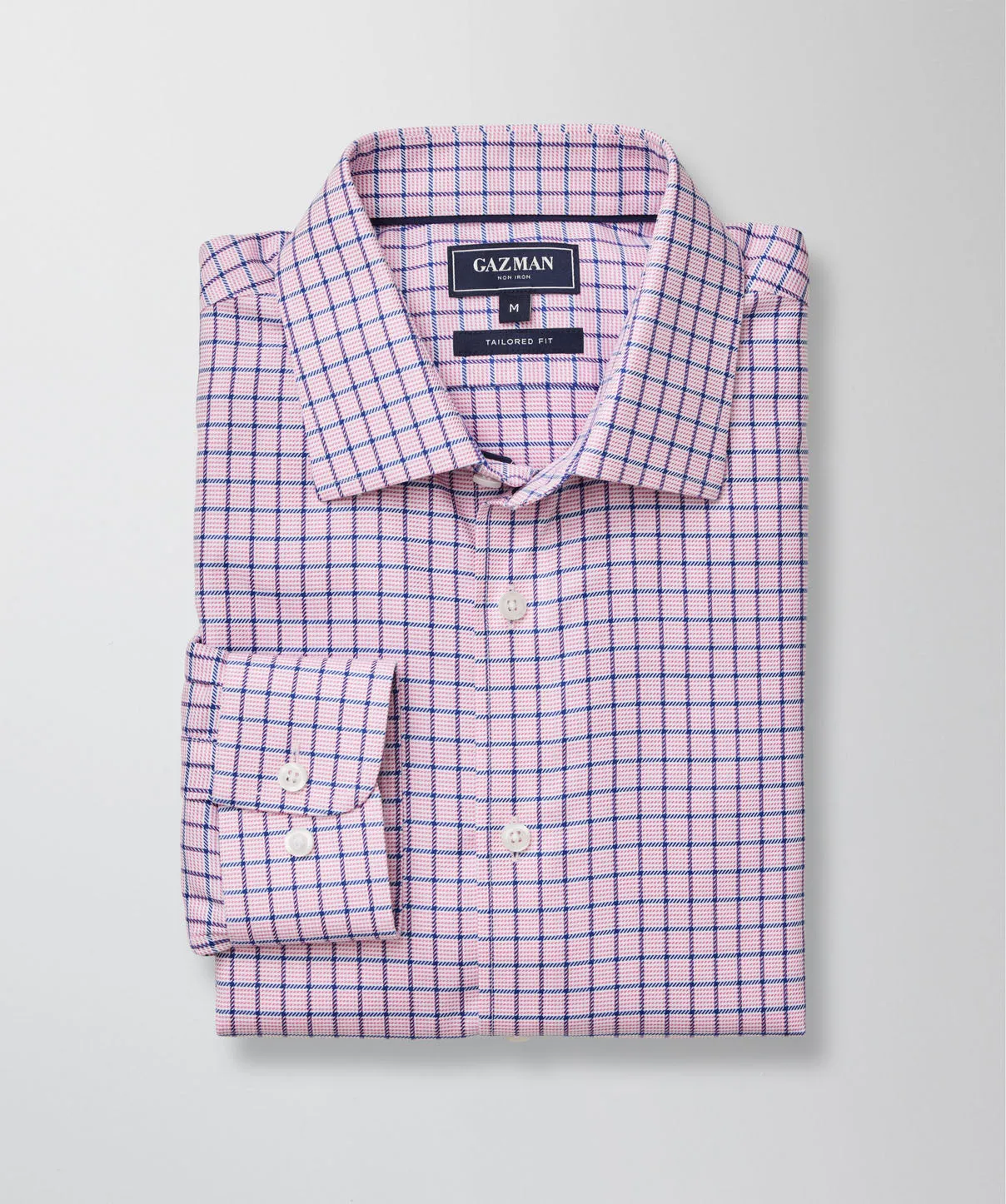 Tailored Non-Iron Twill Check Long Sleeve Shirt - Bright Pink sold by GAZMAN product image thumbnail 3