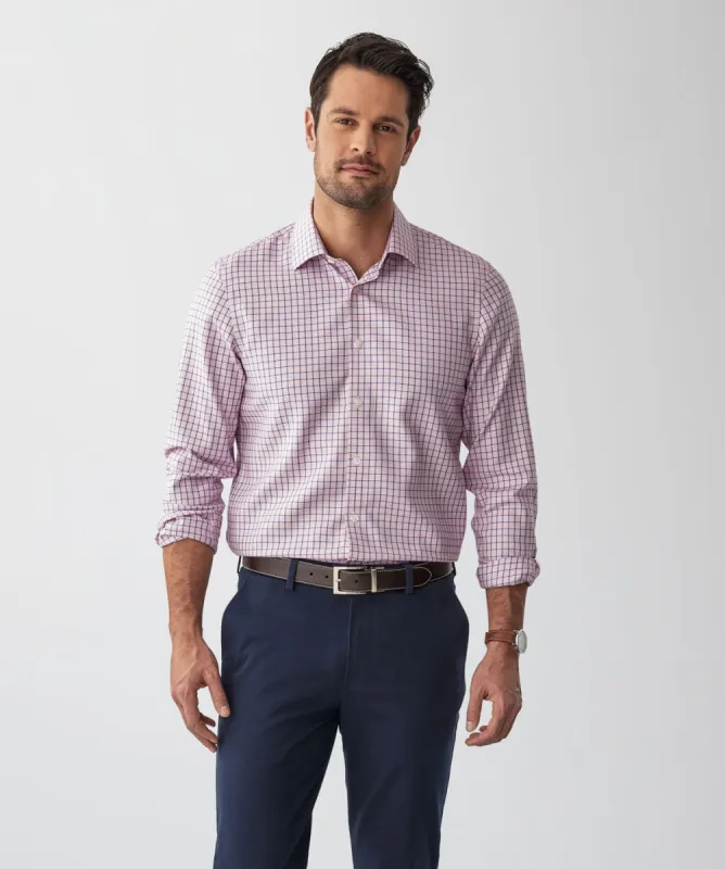 Tailored Non-Iron Twill Check Long Sleeve Shirt - Bright Pink sold by GAZMAN