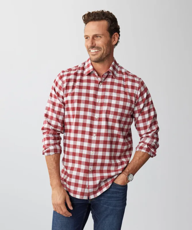 Brushed Box Twill Check Long Sleeve Shirt - Red sold by GAZMAN