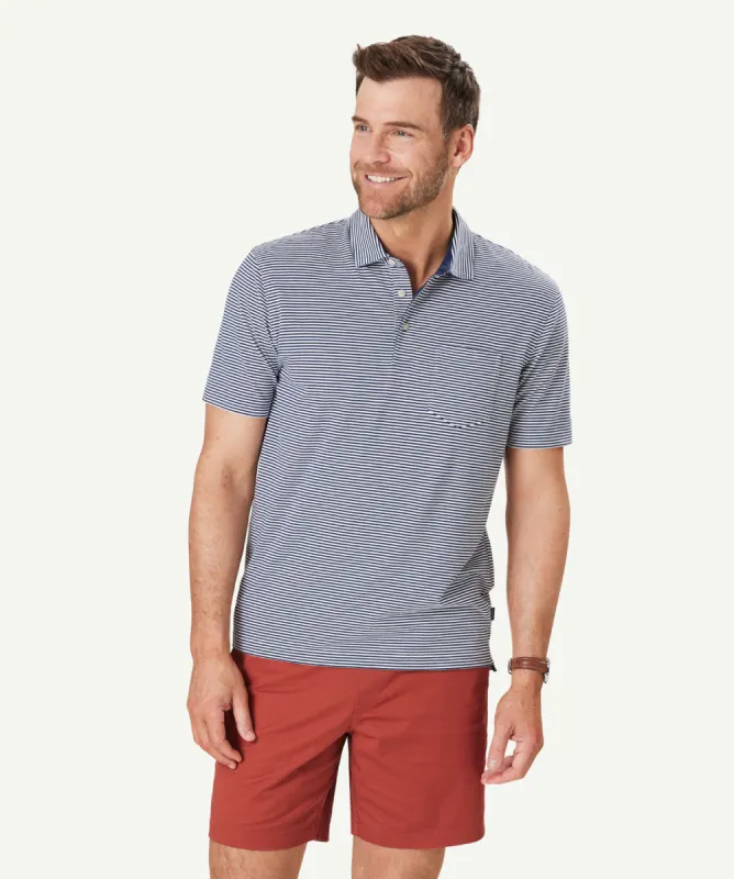 Comfort Stripe Polo - Navy sold by GAZMAN
