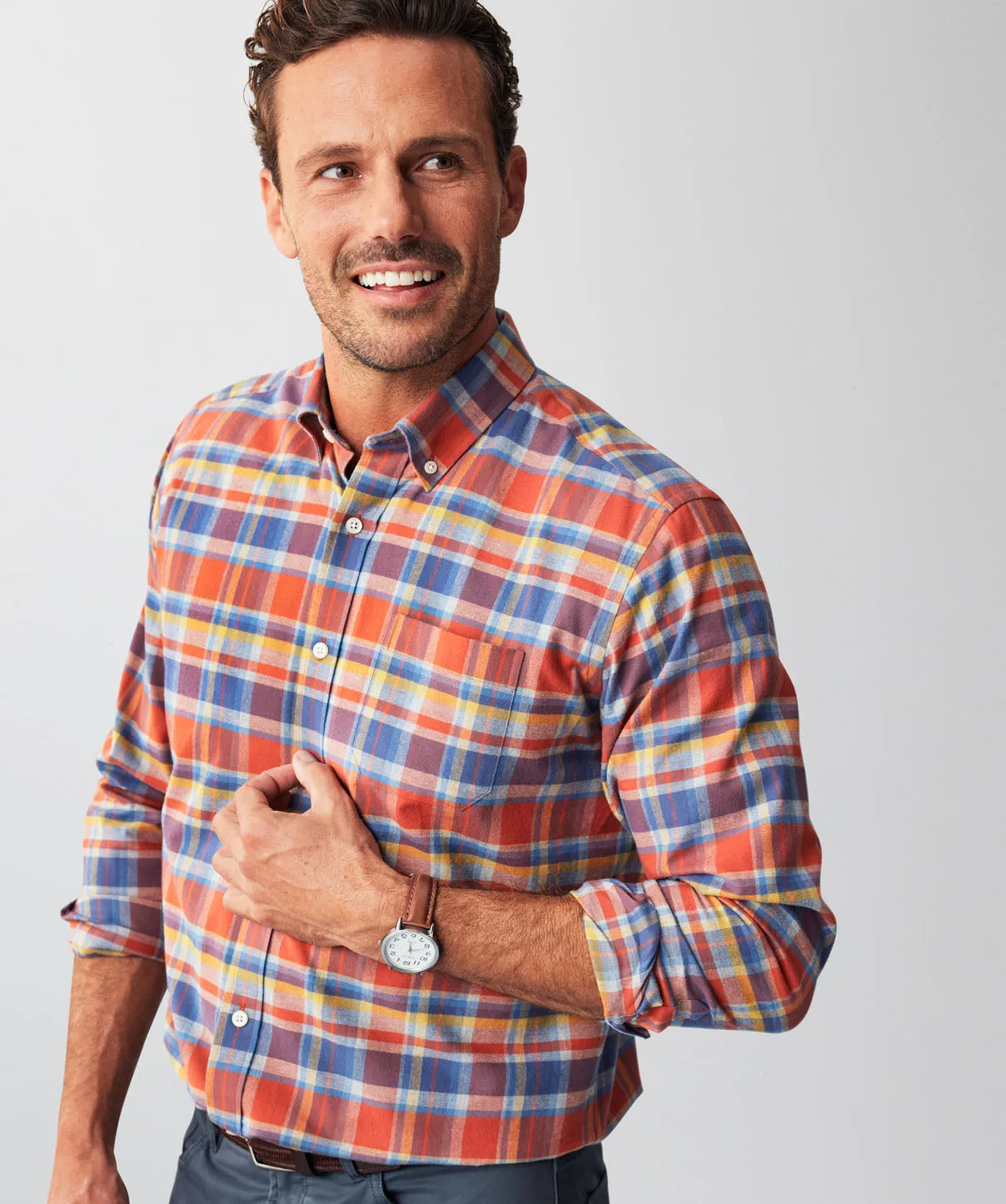 Brushed Twill Multi Check Long Sleeve Shirt - Multi Check sold by GAZMAN product image thumbnail 5