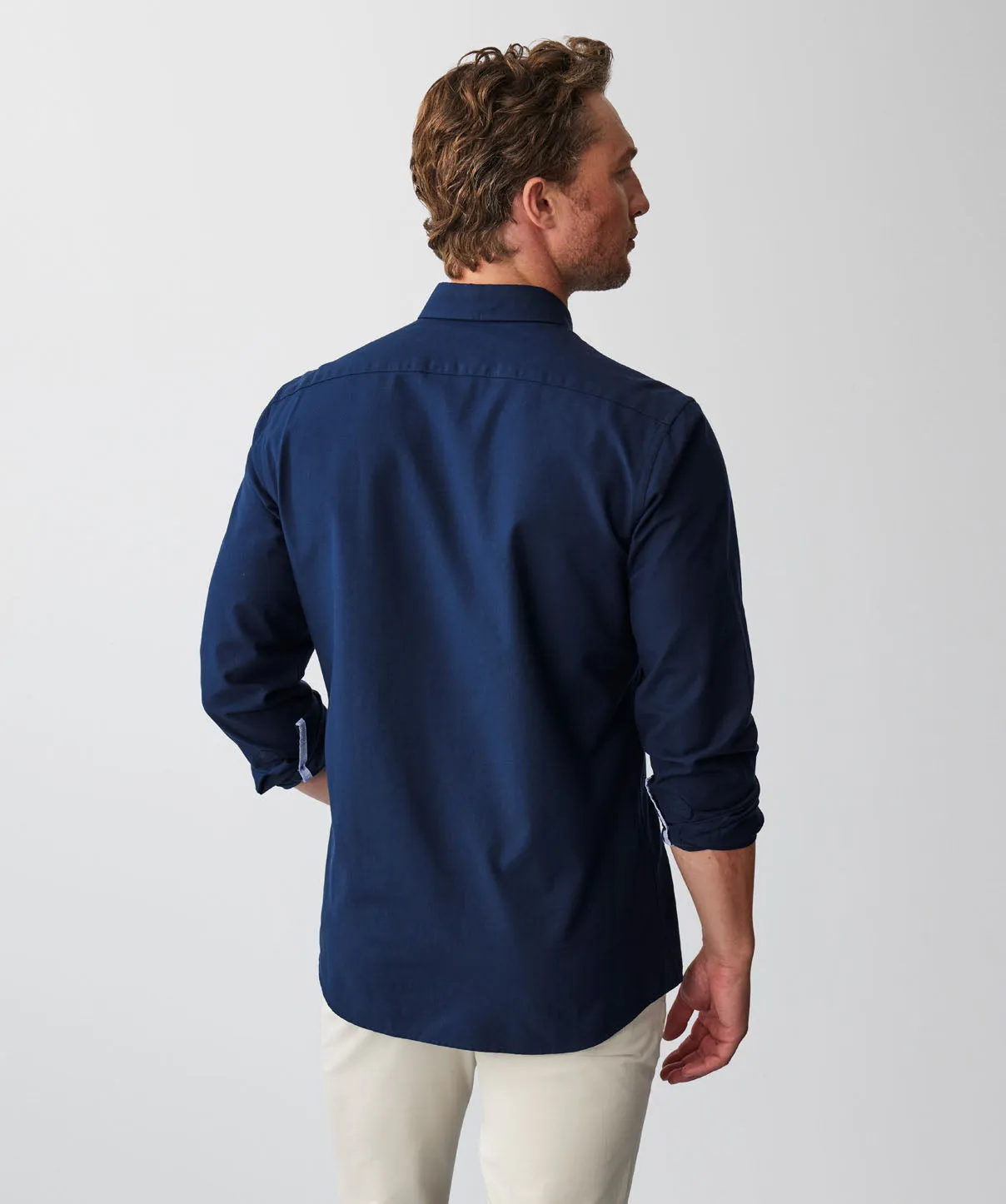 Tailored Plain Casual Oxford Long Sleeve Shirt - Dark Navy sold by GAZMAN product image thumbnail 3