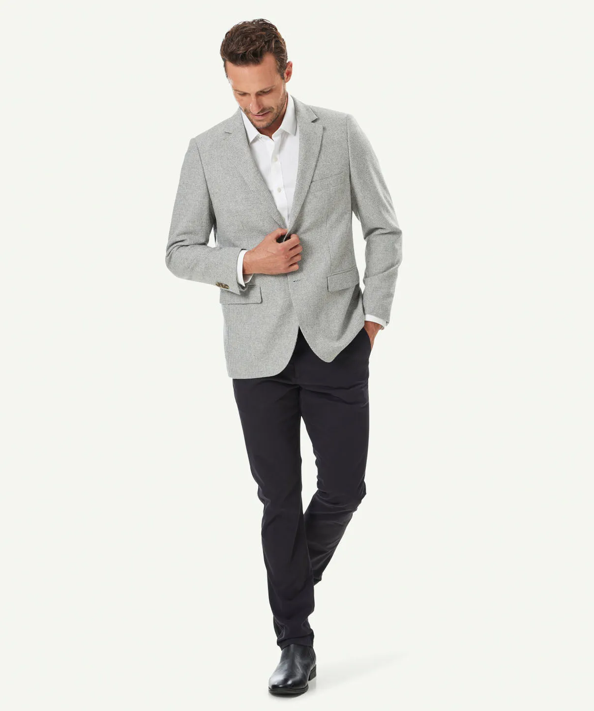 Wool Blend Houndstooth Sports Jacket - Light Grey sold by GAZMAN product image thumbnail 5