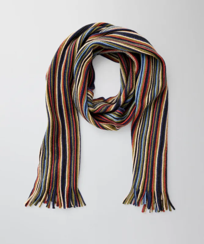 Fine Stripe Wool Blend Scarf - Olive sold by GAZMAN