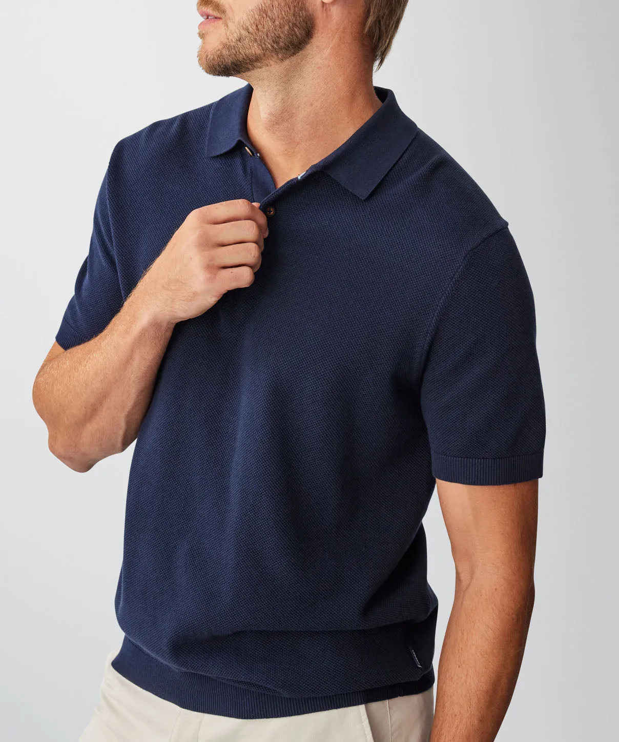 Textured Knit Polo - Navy sold by GAZMAN product image thumbnail 5