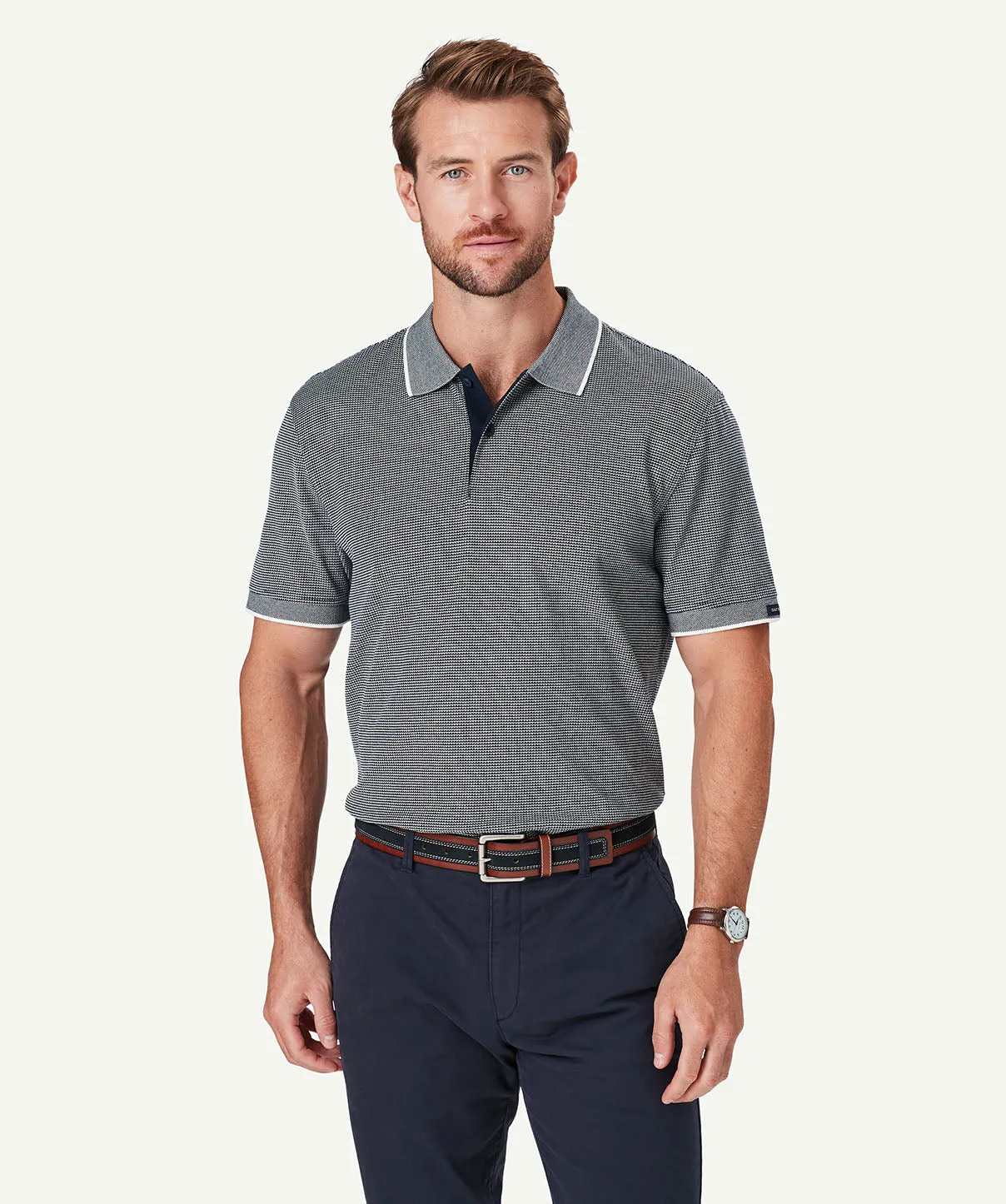 Smart Jacquard Polo - Navy sold by GAZMAN