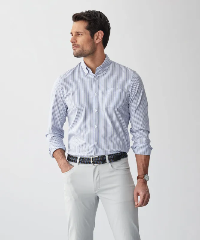 GAZFLEX Tailored Performance Stripe Long Sleeve Shirt - Blue sold by GAZMAN