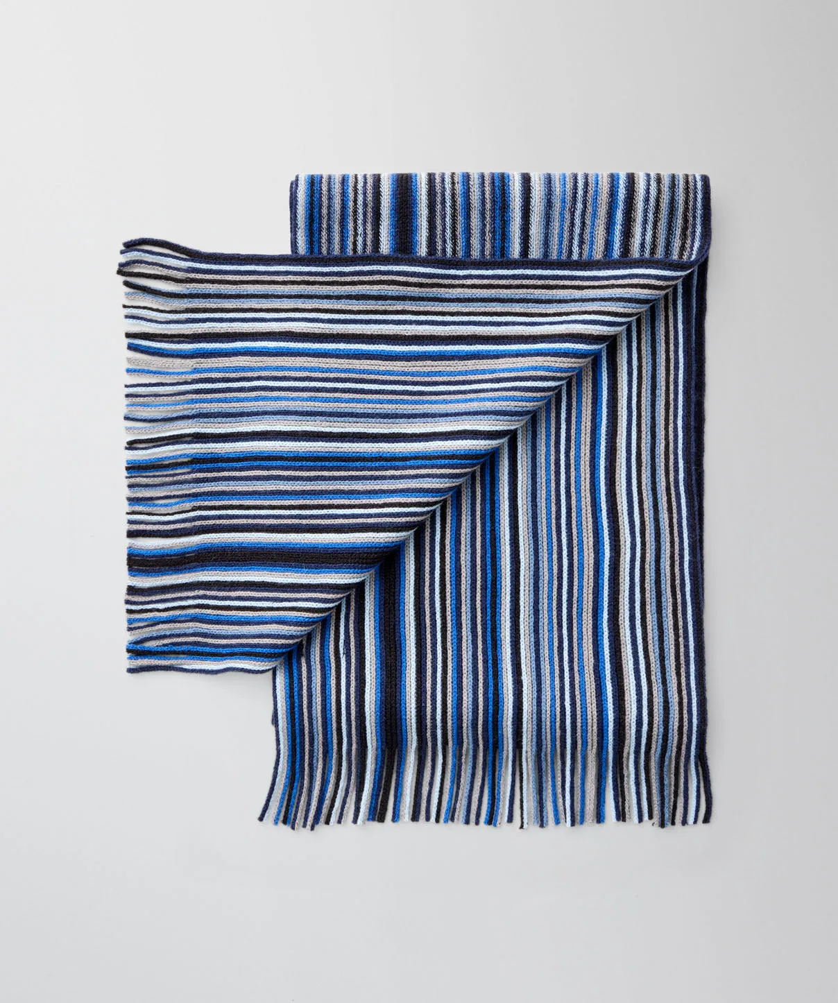 Fine Stripe Wool Blend Scarf - Blue sold by GAZMAN product image thumbnail 2
