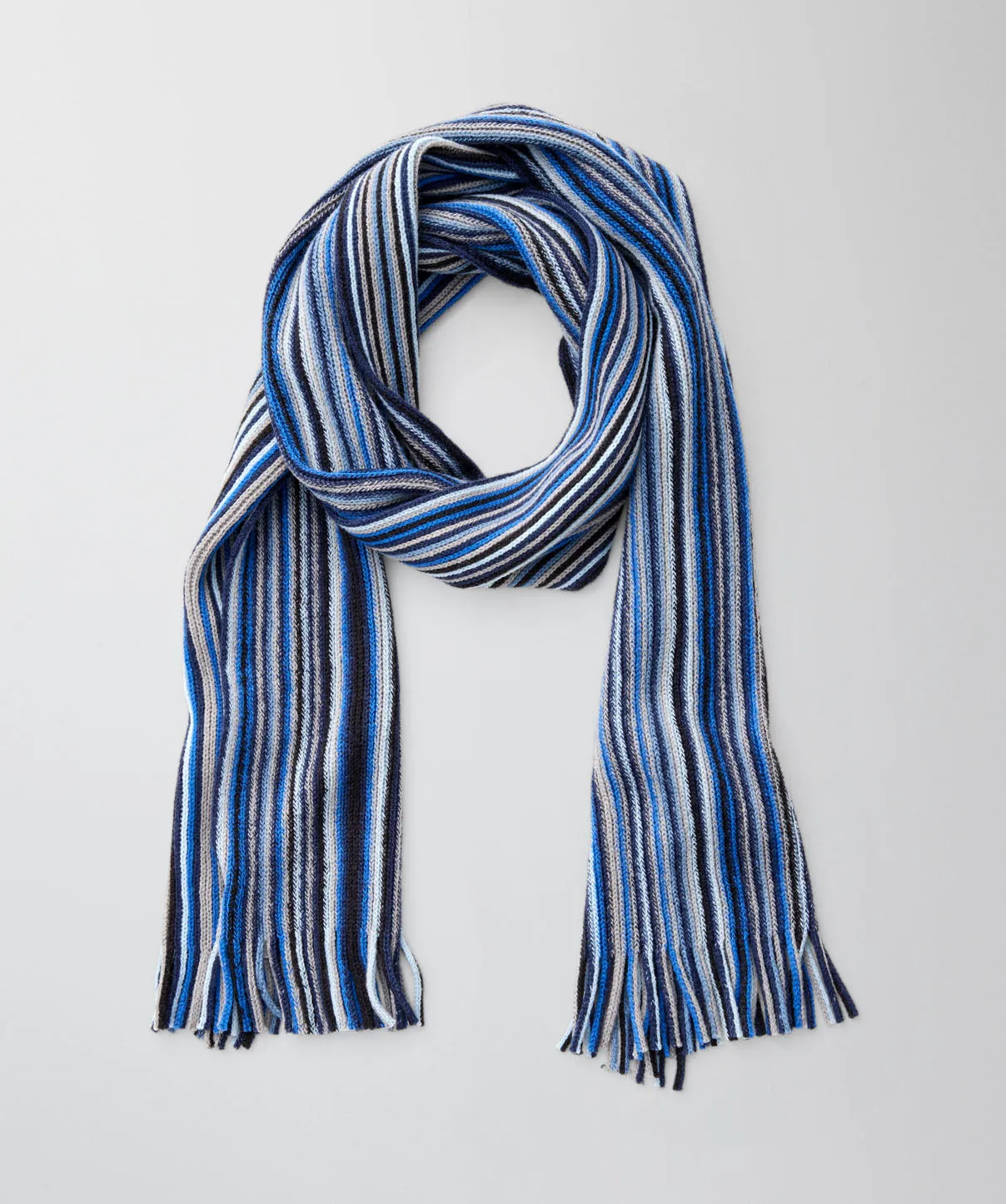 Fine Stripe Wool Blend Scarf - Blue sold by GAZMAN