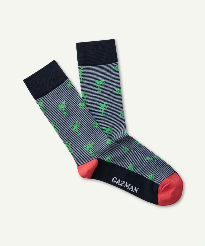 Non Tight Palm Tree Sock - Navy sold by GAZMAN