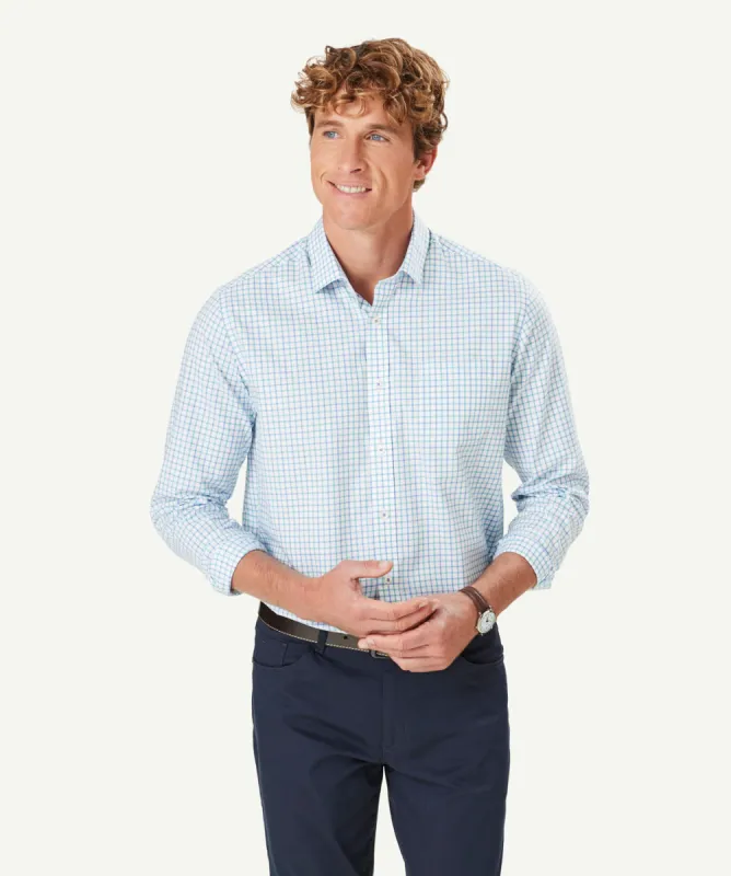 Easy Care Twill Check Long Sleeve Shirt - Blue sold by GAZMAN