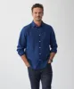 Pure French Linen Long Sleeve Shirt - Navy sold by GAZMAN
