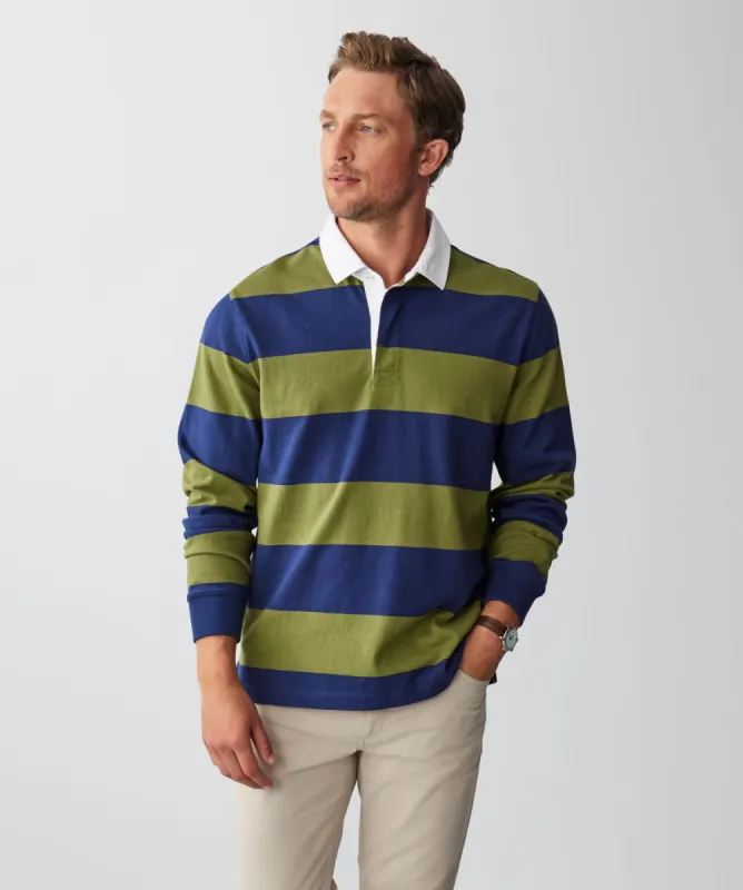 Block Stripe Rugby Jumper - Moss sold by GAZMAN