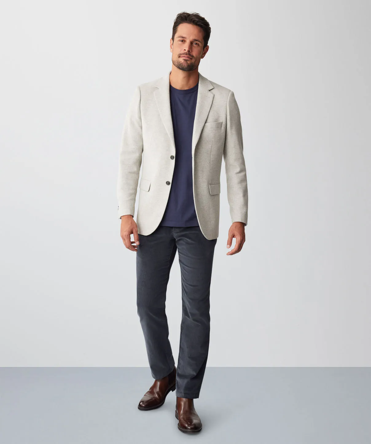 Wool Blend Herringbone Sports Jacket - Grey Melange sold by GAZMAN product image thumbnail 5