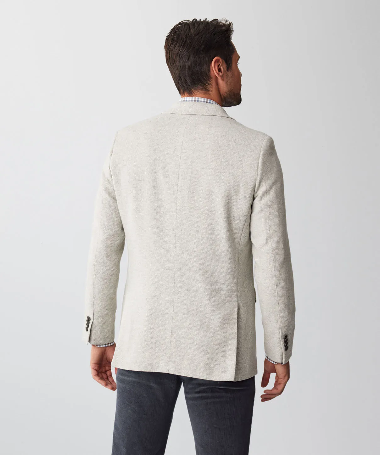 Wool Blend Herringbone Sports Jacket - Grey Melange sold by GAZMAN product image thumbnail 3
