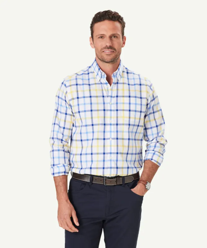 Easy Care Twill Large Check Long Sleeve Shirt - Yellow sold by GAZMAN