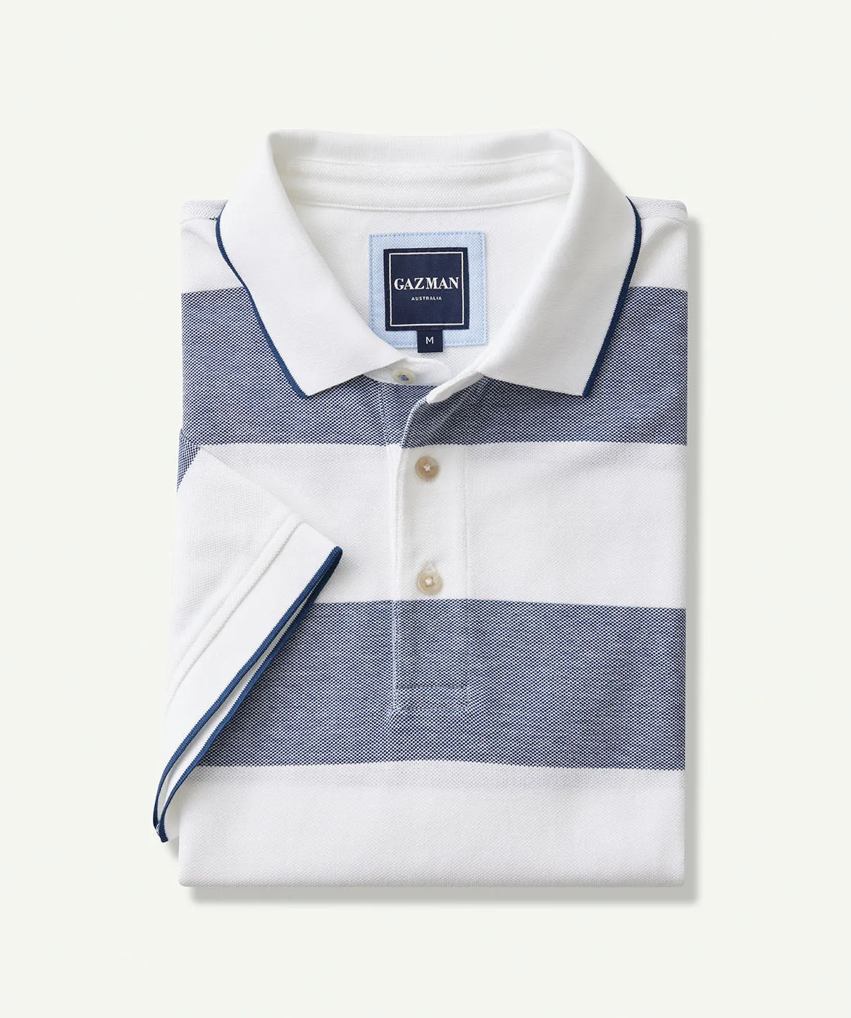 Oxford Block Stripe Polo - Navy sold by GAZMAN product image thumbnail 2