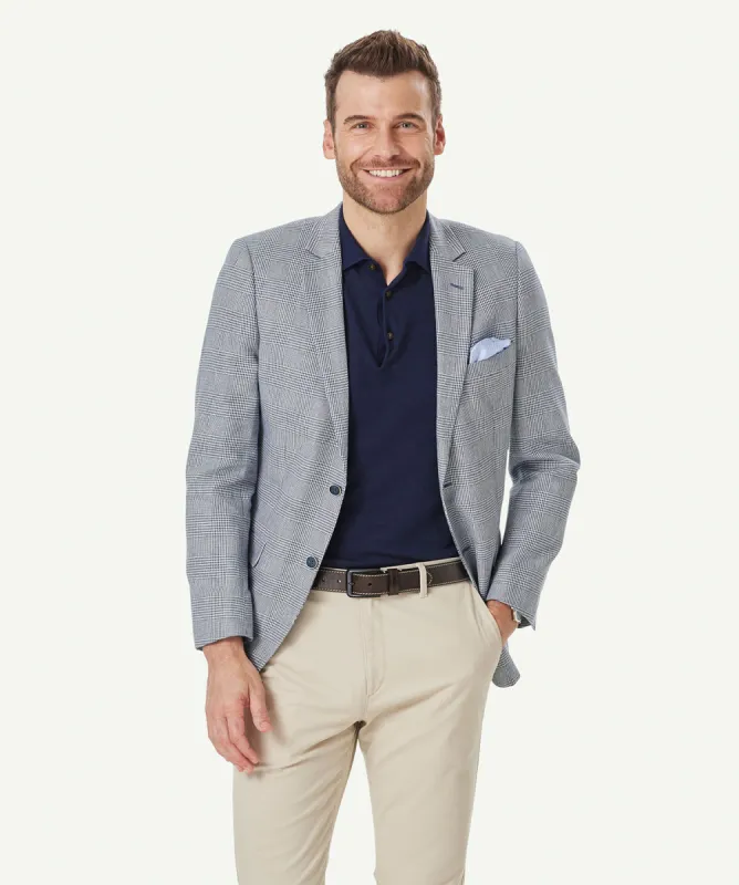 Prince of Wales Check Sports Jacket - Navy sold by GAZMAN