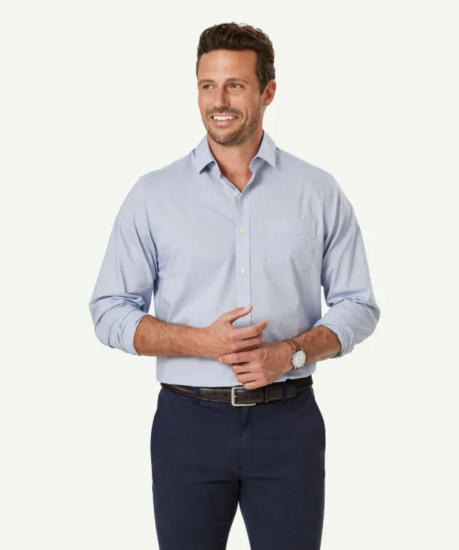 Easy Care Feather Stripe Long Sleeve Shirt - Navy sold by GAZMAN
